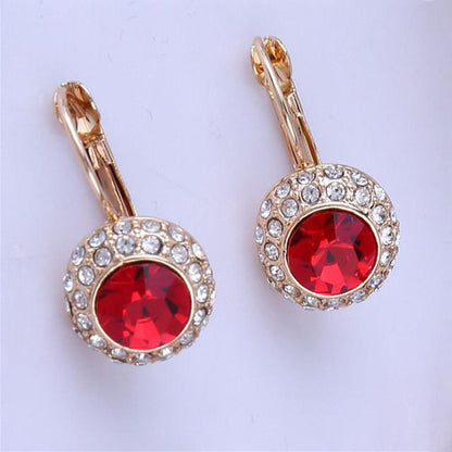 MOONROCY Free Shipping Fashion Cubic Zirconia Earrings Rose Gold Color Silver Color Austrian Crystal Earring for Women Girl Gift