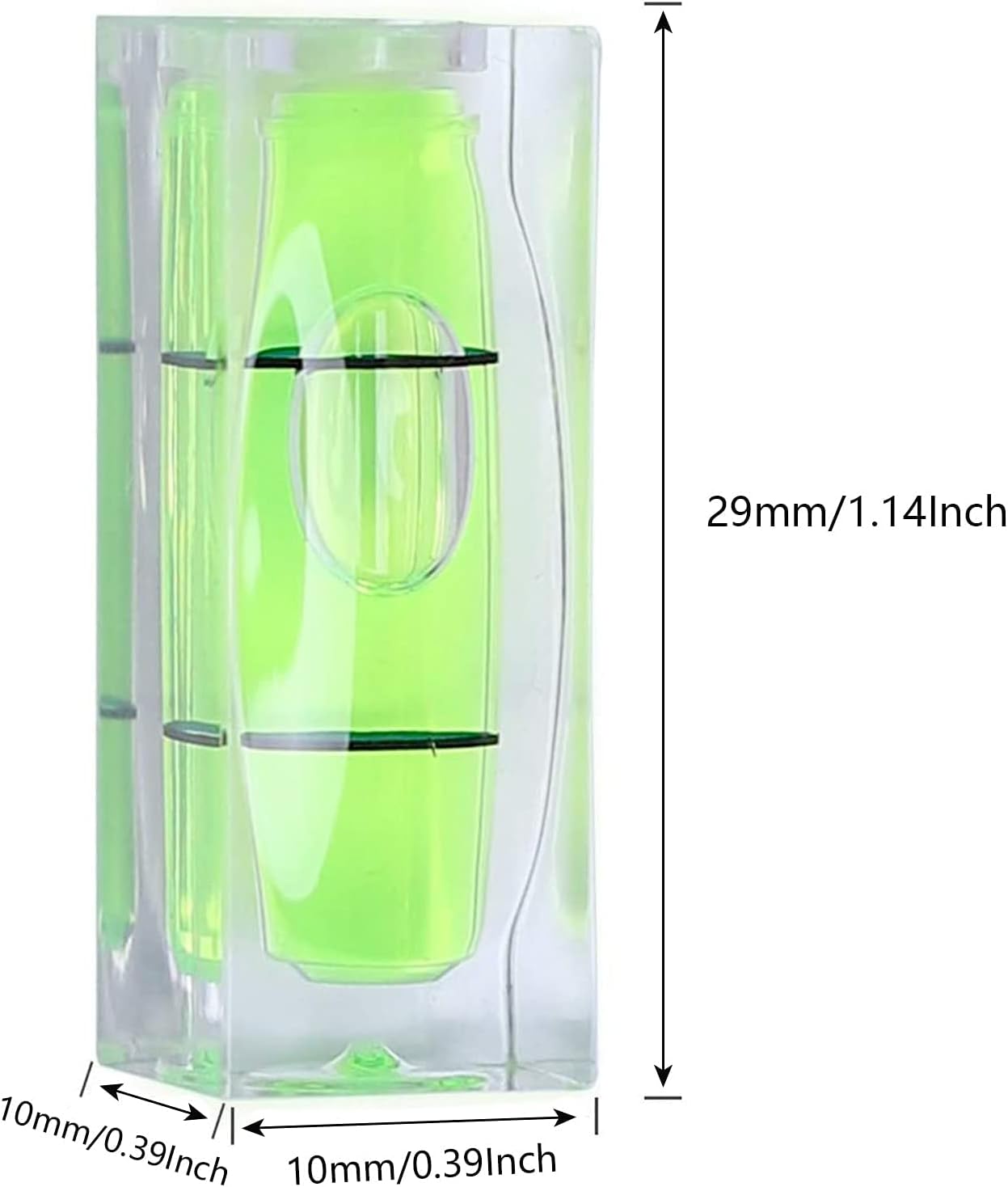 Small Bubble Level 10x10x29mm Mini Square Bubble Spirit Levels Precision Measuring Layout Tools (10x10x29mm, Non-Magnetic) 1 Pcs