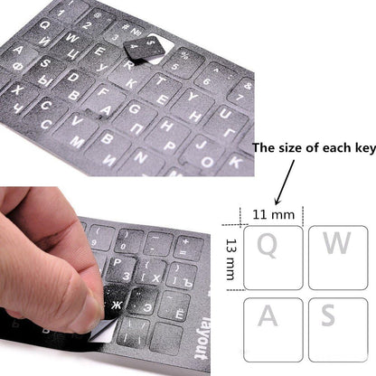 PCS Russian Keyboard Stickers with Non-Transparent Black Background & White Letters for PC/Computer/Laptop