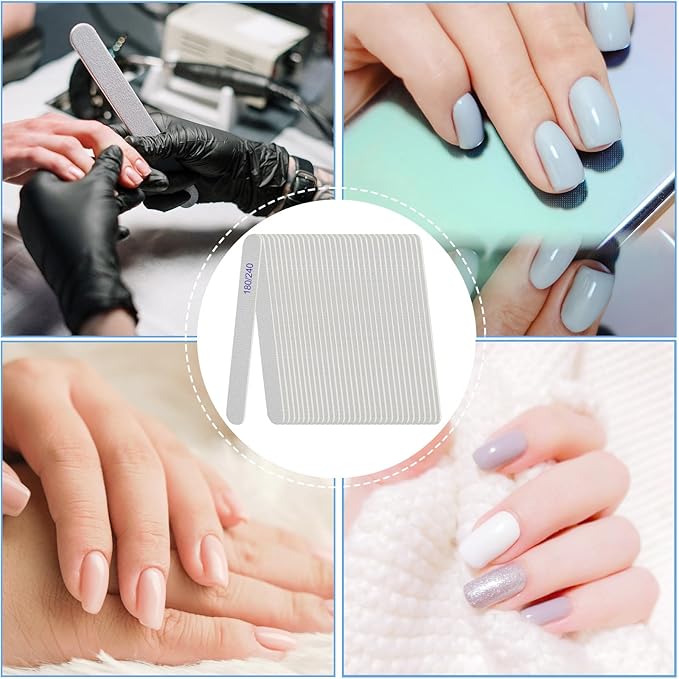 Professional Dual-Grit Nail File 100/180 – 17.8cm Salon-Grade Manicure & Pedicure Nail Buffer