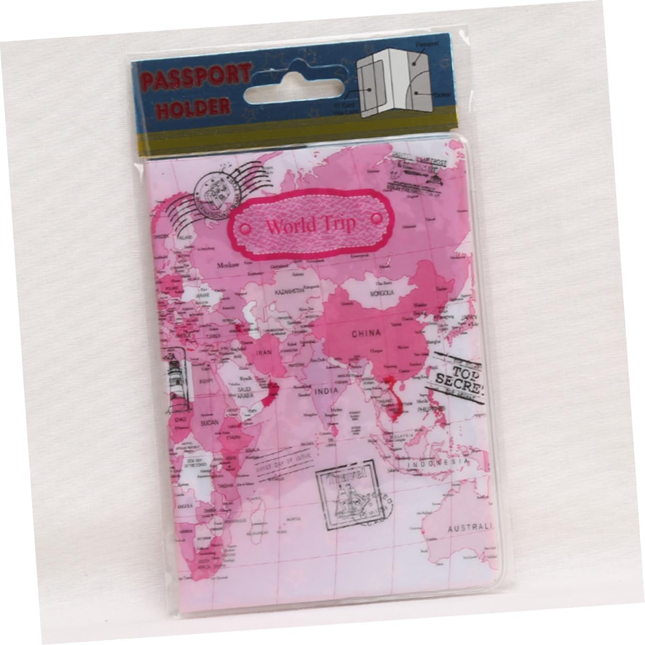 RFID Blocking PU Leather Passport Holder – Plastic / PVC Passport Holder Globe Design Travel Document Cover for Passport & Boarding Pass