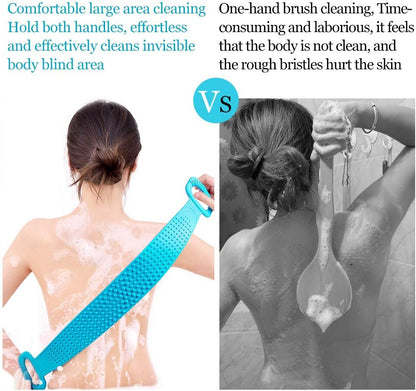 Body Wash Silicone 150g 62 x 11cm Body Scrubber Belt Double Side Shower Belt Silicone Bath Body Brush A One Back Cleaning Exfoliating Body Scrubber Bath Shower Towel Silicone Body Wash Scrubber Belt for Men and Women