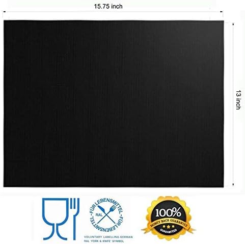 Gas Stove Hob Burner Liners Mat Covers Set of 3 - 100% Non-Stick Mats, Heavy Duty, Reusable Heat Resistant for Gas, Charcoal or Electric Kitchen chula Grills Range Protectors - Easy to Clean - 15.75 x 13-Inch, Black