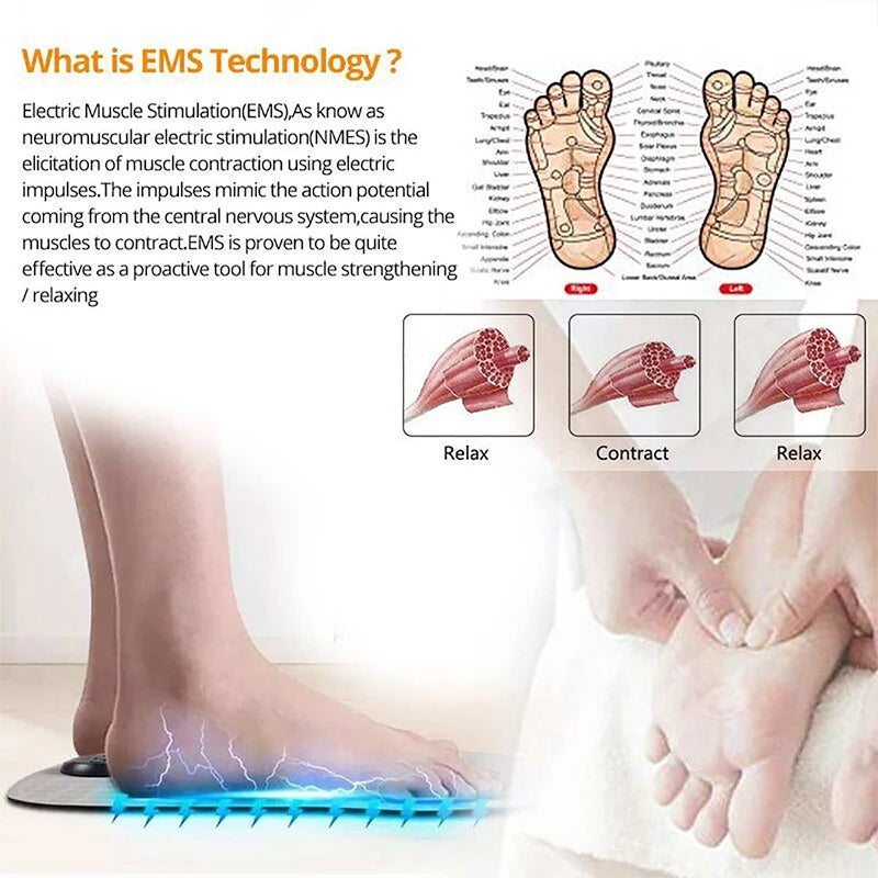 EMS Foot Massager Pad Electric Massage Cushion Foot Physiotherapy Acupuncture Relaxation Electric Muscle Stimulation Mat Trainer