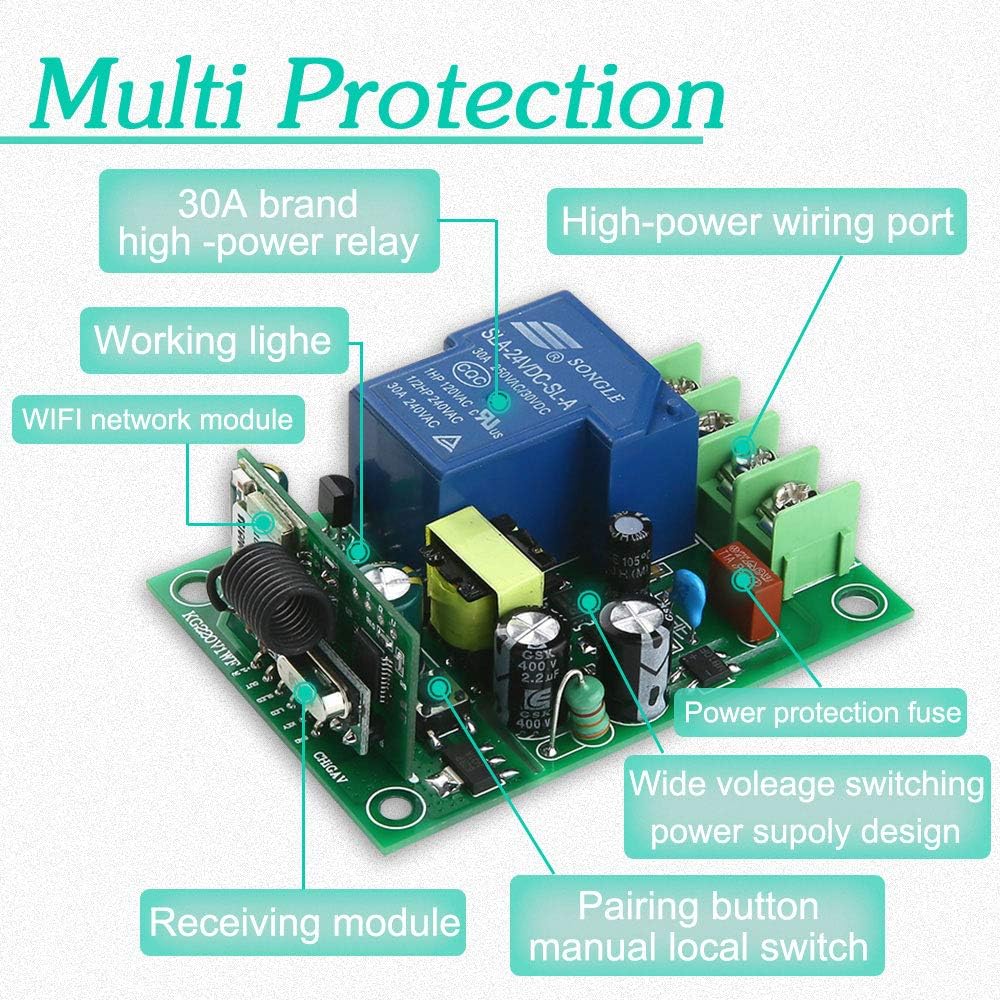 KTNNKG 30amps WiFi Switch for Garden Light, Pool Pump and Dust Collector,Support Remote Control,Compatible with Ewelink APP , Neutral Wire Required,110V 220V ac