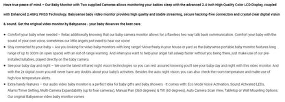 Babysense Video Baby Monitor with Camera and Audio, 2.4" Display, Supplied with Two Cameras, Long Range, Room Temperature, Night Vision, Two Way Talk Back, Lullabies and White Noise, Model V24R_2