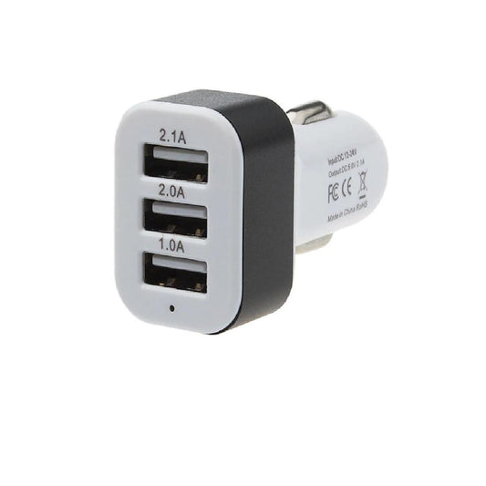 3 USB ports: upgrade version triple USB ports 5.1A/26 W car charger with 2.1A+2.0A+1.0A USB ports black and