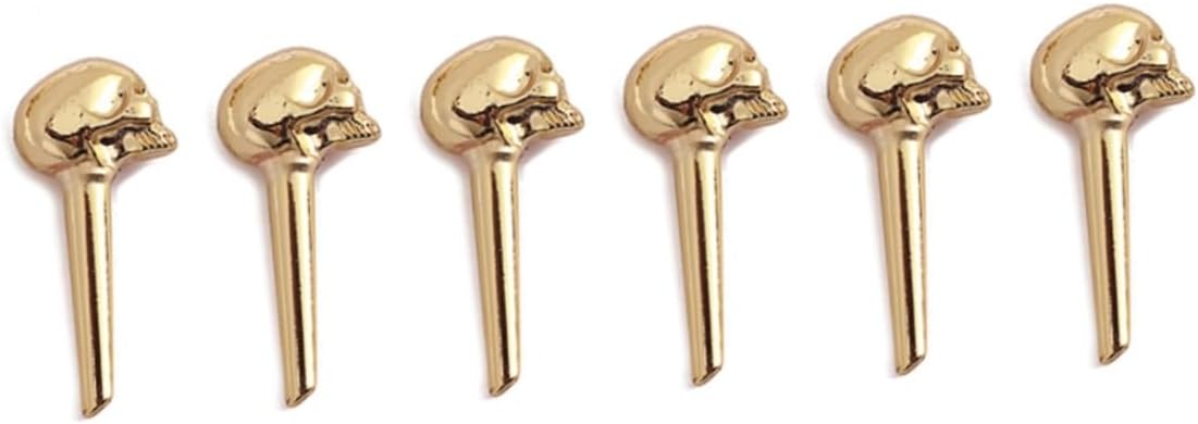 Acoustic Guitar Parts Set 6 Pcs Of Guitar Skull Saddle Brass Nut Pins Golden