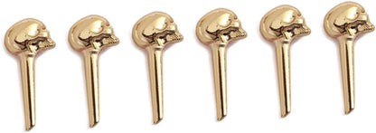 Acoustic Guitar Parts Set 6 Pcs Of Guitar Skull Saddle Brass Nut Pins Golden