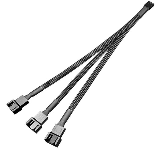 3 Way4 Pin PWM Fan Splitter Cable,Cooling PC Fan Extension Power Cable, 1to3 Sleeved Braided Y Splitter Converter, for Computer ATX Case 4-Pin/3-Pin