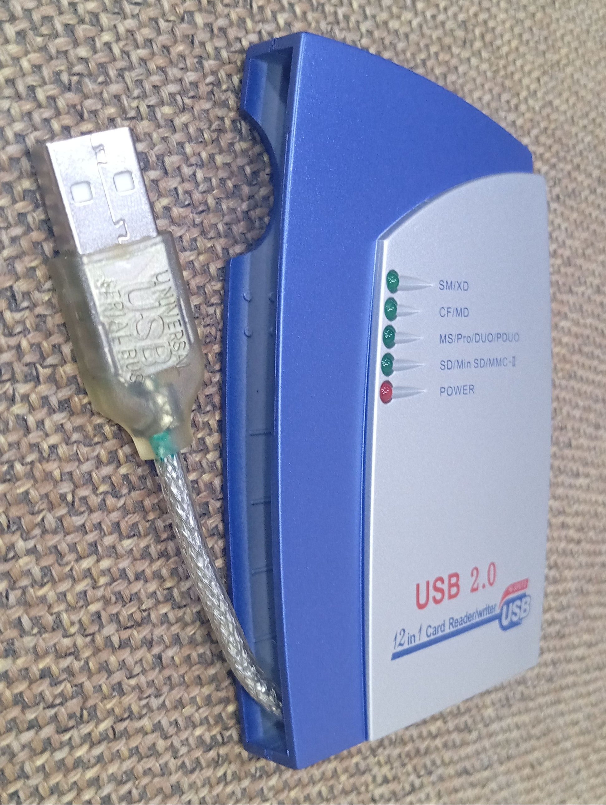 Univesal External 12-in-1 USB 2.0 Flash Memory Card Reader / Writer XD , MD , CF , MINI SD , IBM MICRODRIVE , SD  MS  MSPRO MSDUO PDUO SM MMC RSMMC pnp