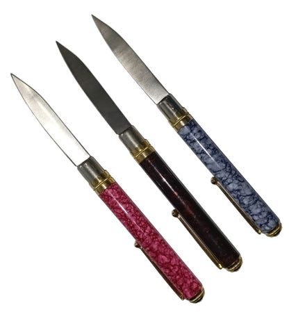 ✒️ Premium Solid Metal Made Marble Pattern Pockit Pen & Letter Opener Frute Cuting Self Defance Set  Elegant Design | Office & Gift Use