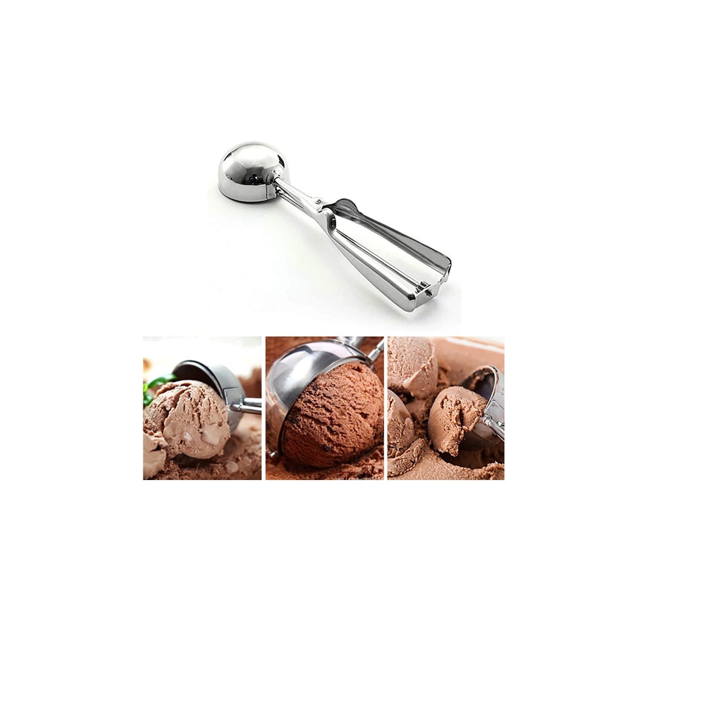1 Pc Large YA Small Stainless Steel Ice Cream Scoop  – Heavy Duty Ice Cream, Mash Potato & Watermelon Ball Scoop