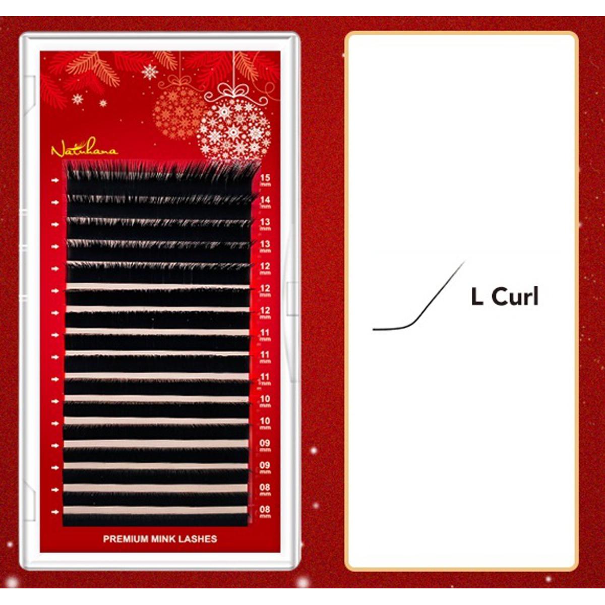 NATUHANA Eyelash Extensions Matt Black Premium Mink Eyelashes Soft False Lash Curl L , Thickness 0.10mm , Length 8 -15 mm Mix