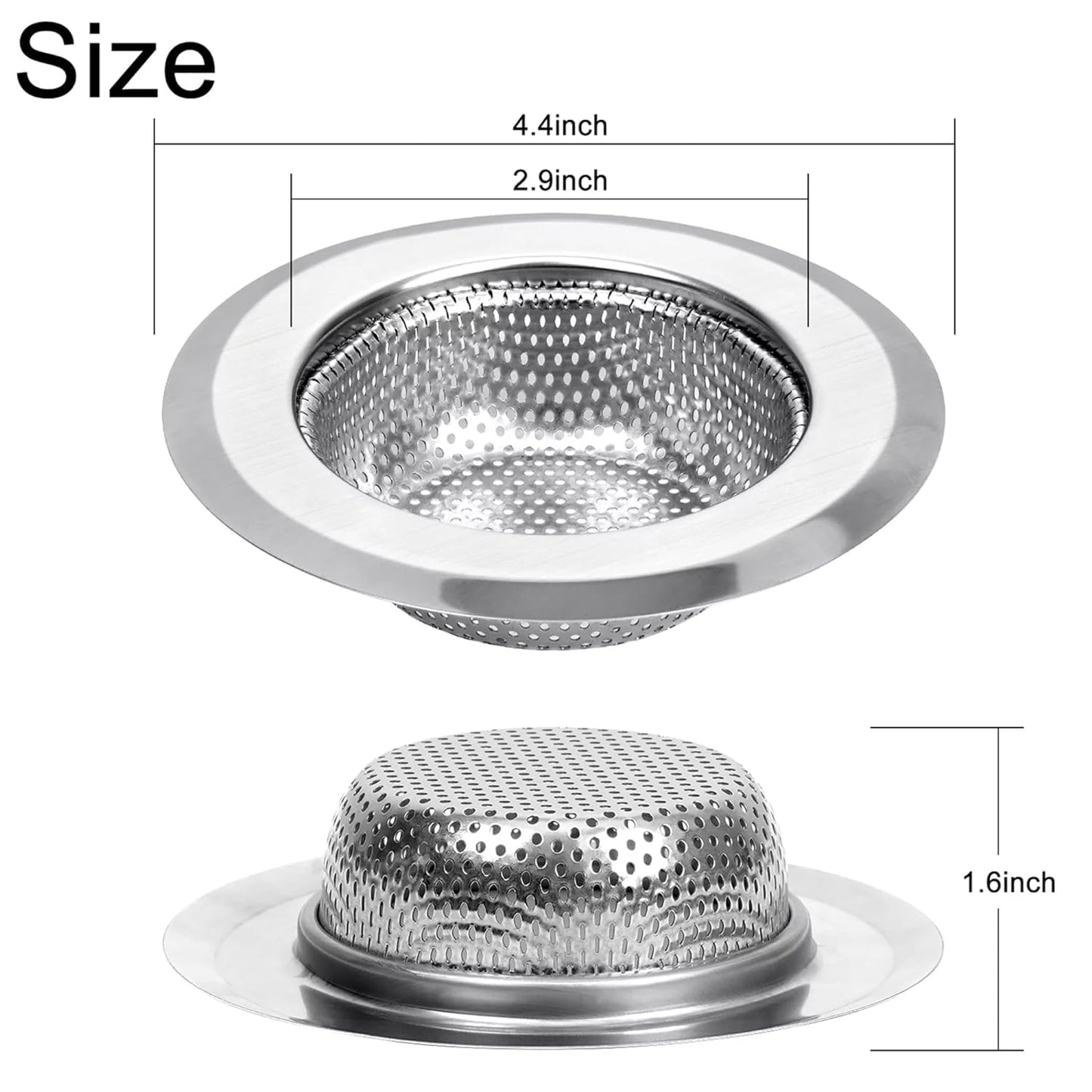 Stainless Steel Kitchen Sink Strainer, Heavy-Duty Sink Jali Drain Filter for Kitchen, Standard Size
