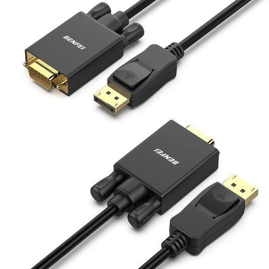 DisplayPort to VGA 6 Feet Cable Benfei Display Port Male to VGA Male Gold-Plated Cord 6 feet DP to VGA