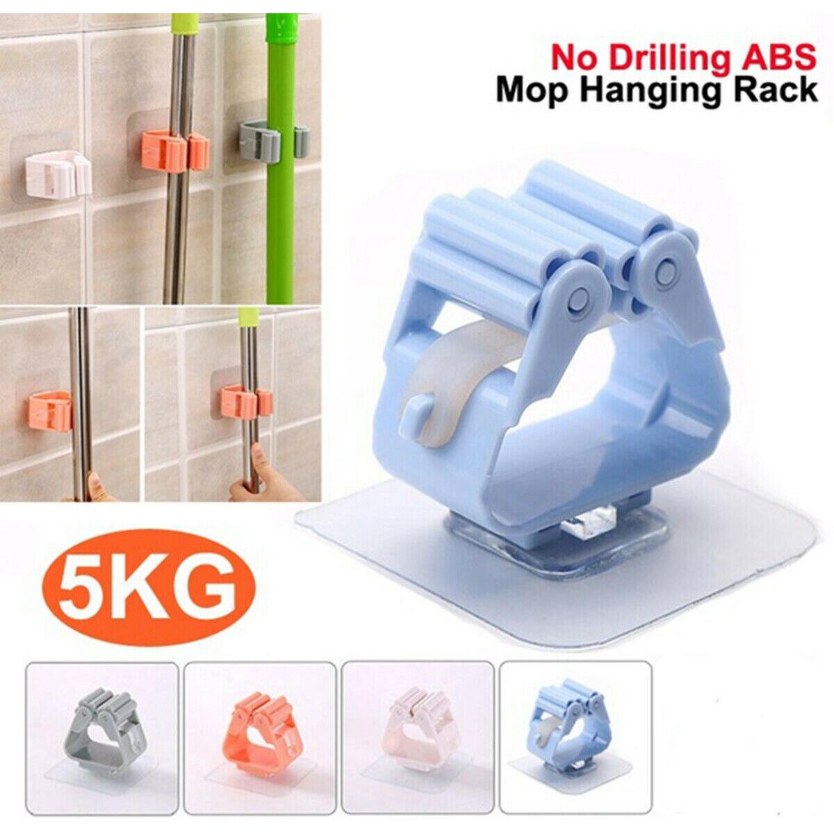 1Pcs Mop Broom Holder Wall Mounted Mop Holder Household Adhesive Storage Broom Hanger Mop Hook Racks Kitchen Bathroom Organizer