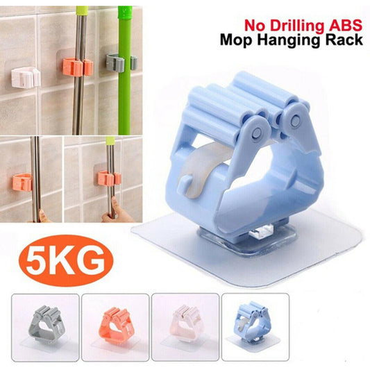 1Pcs Mop Broom Holder Wall Mounted Mop Holder Household Adhesive Storage Broom Hanger Mop Hook Racks Kitchen Bathroom Organizer