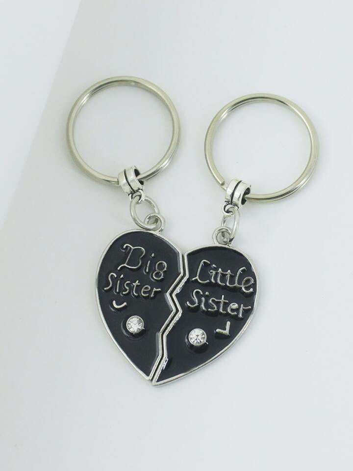 Big Sister Little Sister Love KeyRing 2 Pcs Metal keychain