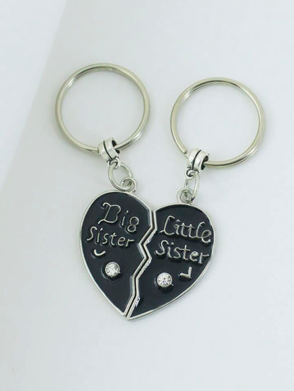 Big Sister Little Sister Love KeyRing 2 Pcs Metal keychain