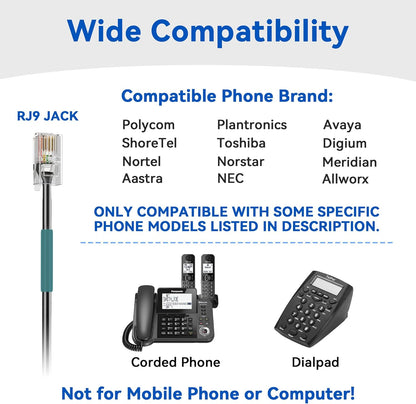 Phone Headset RJ9 with Microphone Noise Cancelling & Volume Controls, Office Telephone Headset Compatible with Polycom Plantronics Avaya ShoreTel Toshiba Digium Nortel Landline Phones, Clear Calls