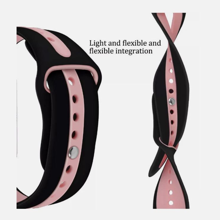 Premium Silicone Sport Watch Strap 38/40/41mm – Black Pink Soft Replacement Band