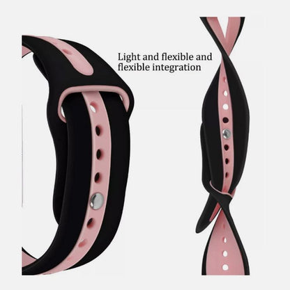 Premium Silicone Sport Watch Strap 38/40/41mm – Black Pink Soft Replacement Band