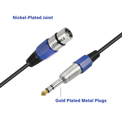 1/4" to XLR Cable,XLR 3 Pin Female to 6.35mm TRS Male Balanced Microphone Cable for Microphone, Mixer, Speaker（0.3M/1FT）