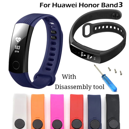 Generic For Huawei Honor Band 3 Replacement Silicone Watchband Strap Adjustable Universal Watch Strap For Huawei Honor 3 With Tool
