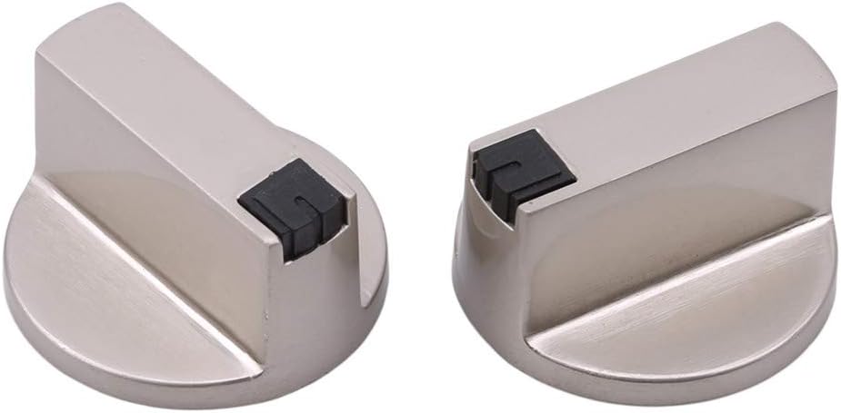 2 Pcs Universal Gas Stove Cooker Knobs – Zinc Alloy 6mm Oven Control Knobs, Silver Rotary Switch Replacement with Adapter for Gas Stove & Oven