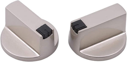 2 Pcs Universal Gas Stove Cooker Knobs – Zinc Alloy 6mm Oven Control Knobs, Silver Rotary Switch Replacement with Adapter for Gas Stove & Oven