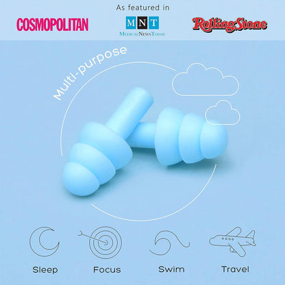 Soft Silicone Ear Plugs – Reusable Noise Reduction for Sleep & Swimming