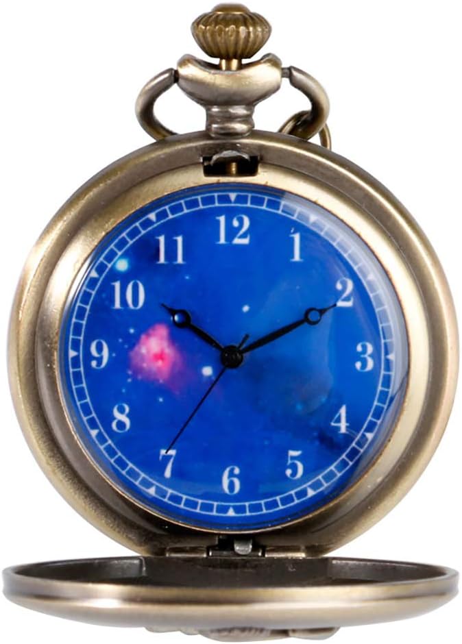 Little Prince Design Pocket Watch Quartz Pocket Watch for Men Blue Planet Dial Necklace Pocket Watch Gift