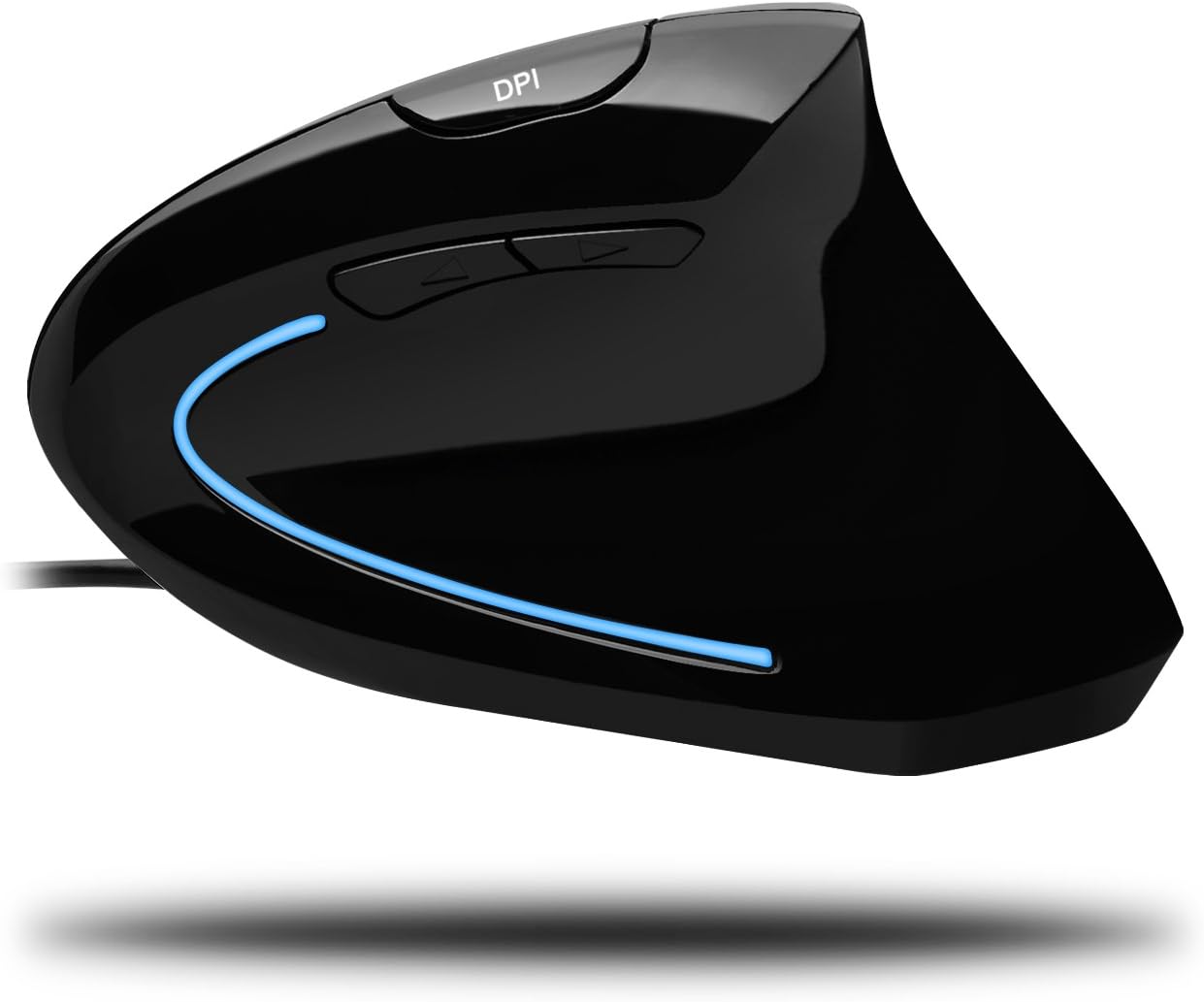 Branded Adesso iMouse E1 Vertical Ergonomic USB Mouse – 1600 DPI Illuminated Optical Wired Mouse with 6 Buttons for Right-Handed Users
