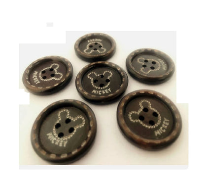 10 pcs Black Wooden Buttons 25mm Round 4 Hole Flat – Sewing, Scrapbooking, Craft & Costume DIY Buttons (New)