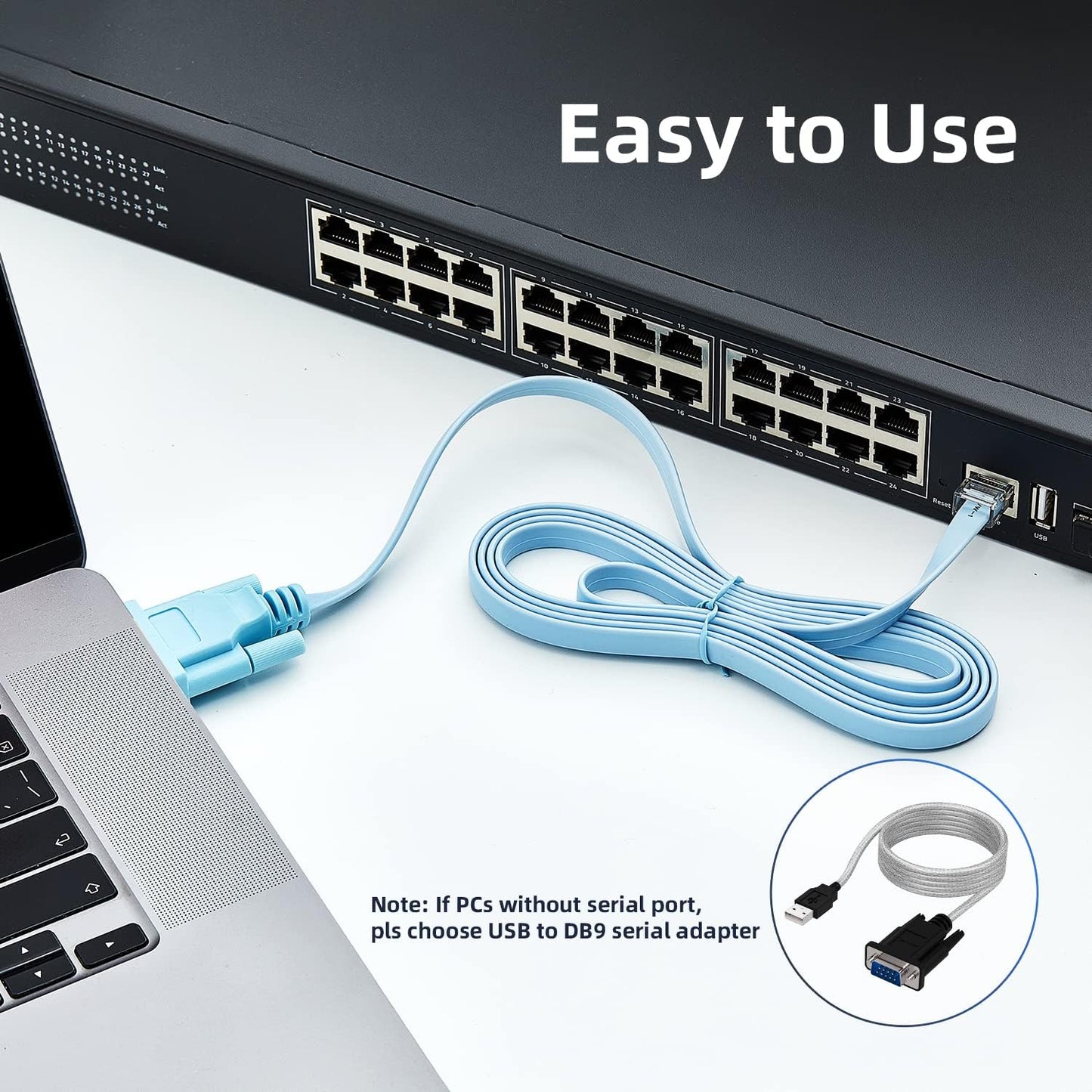 RJ45 to DB9 Console Cable 1.8m (6ft) RS232 Serial Adapter for Cisco Router & Switch Management
