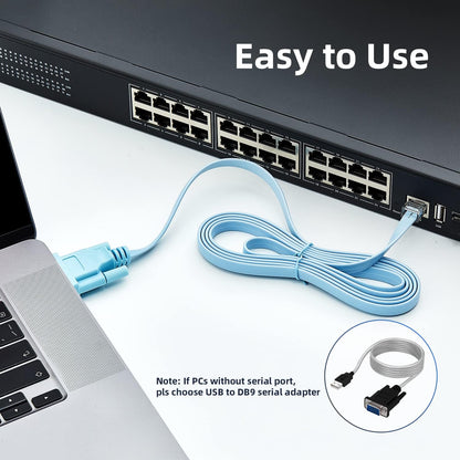 RJ45 to DB9 Console Cable 1.8m (6ft) RS232 Serial Adapter for Cisco Router & Switch Management
