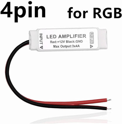 1 Pcs LED Strip Amplifier DC 5V–12V Signal Repeater Controller for RGB/RGBW/RGBCCT/RGBWW 5050/3528 LED Strip (4-Pin RGB 12V)