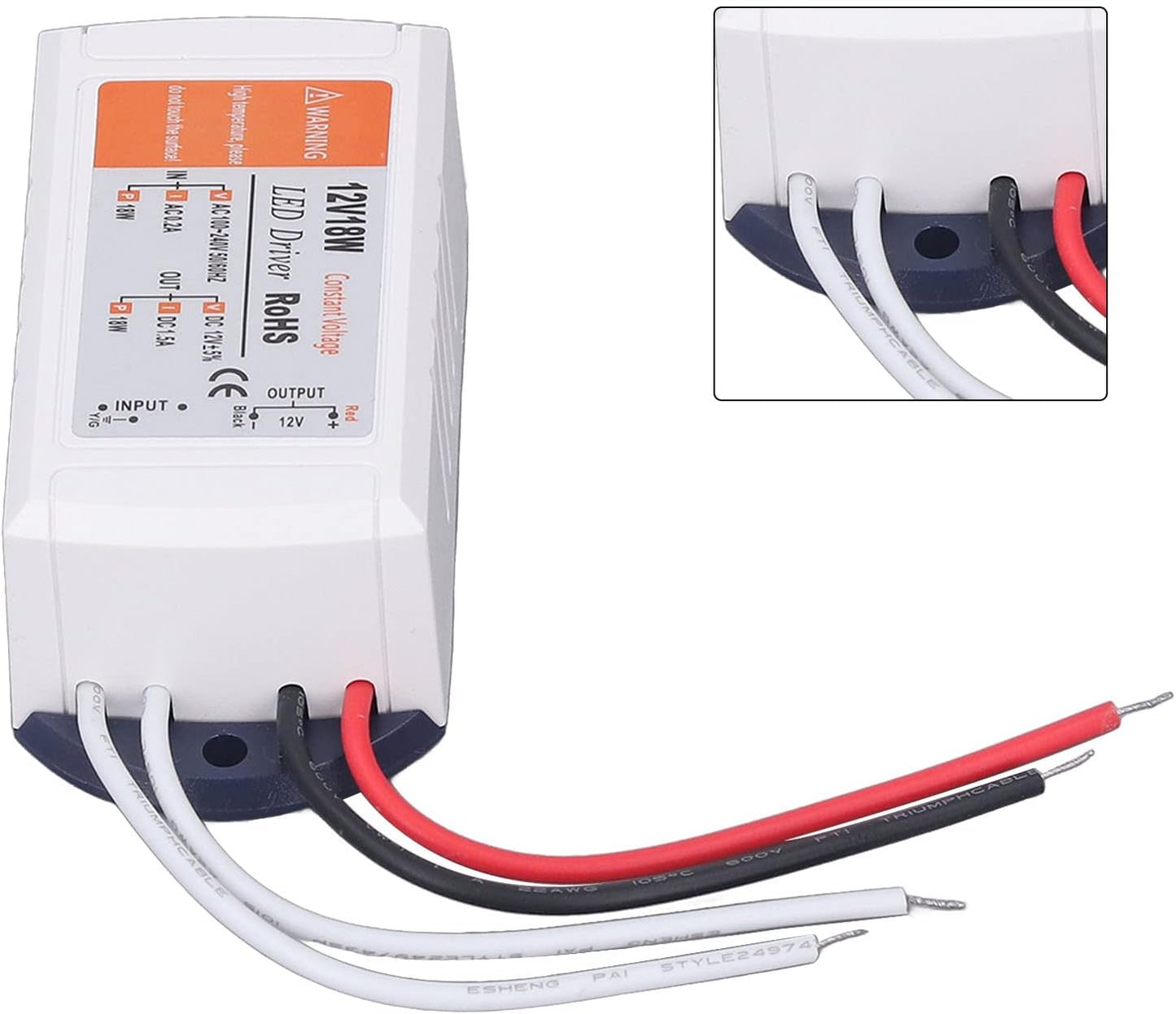 LED Driver Power Supply – Constant Voltage Adapter AC 100-240V to 12V 1.5A 18W for LED Strip Lights & LED Projects