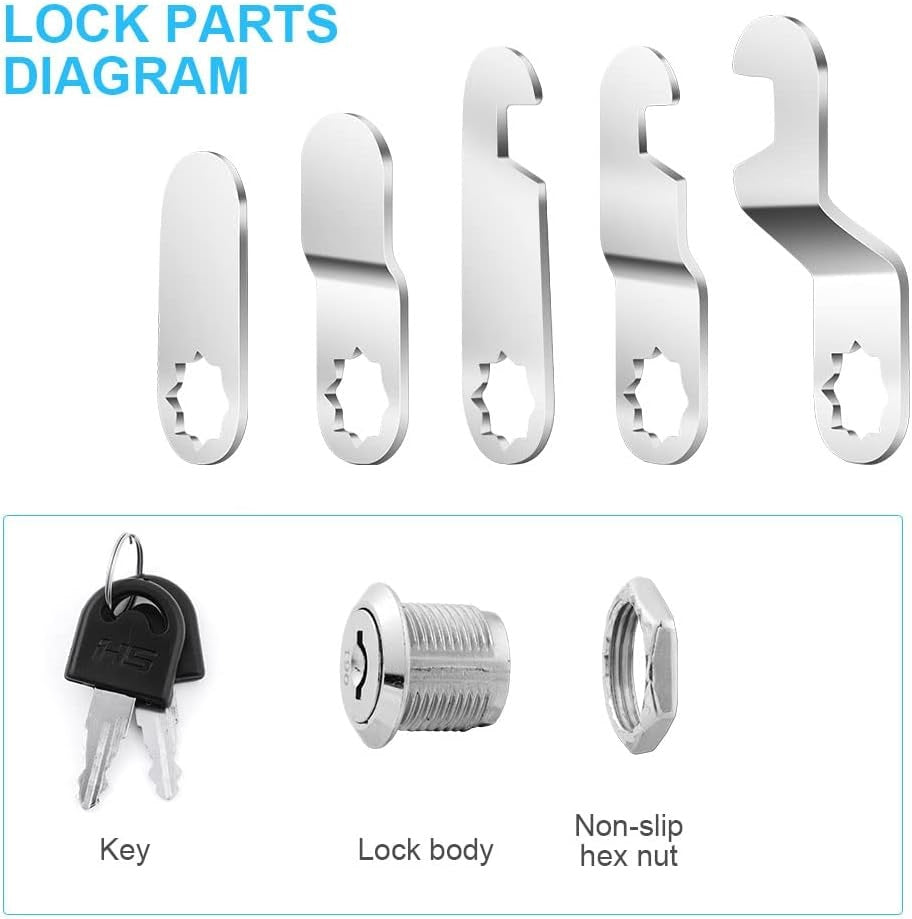 Flintronic 16mm Security Mailbox Cam Lock with 2 Keys & 5 Locking Plates – Cabinet, Drawer, File Cabinet & Tool Box Locking Solution