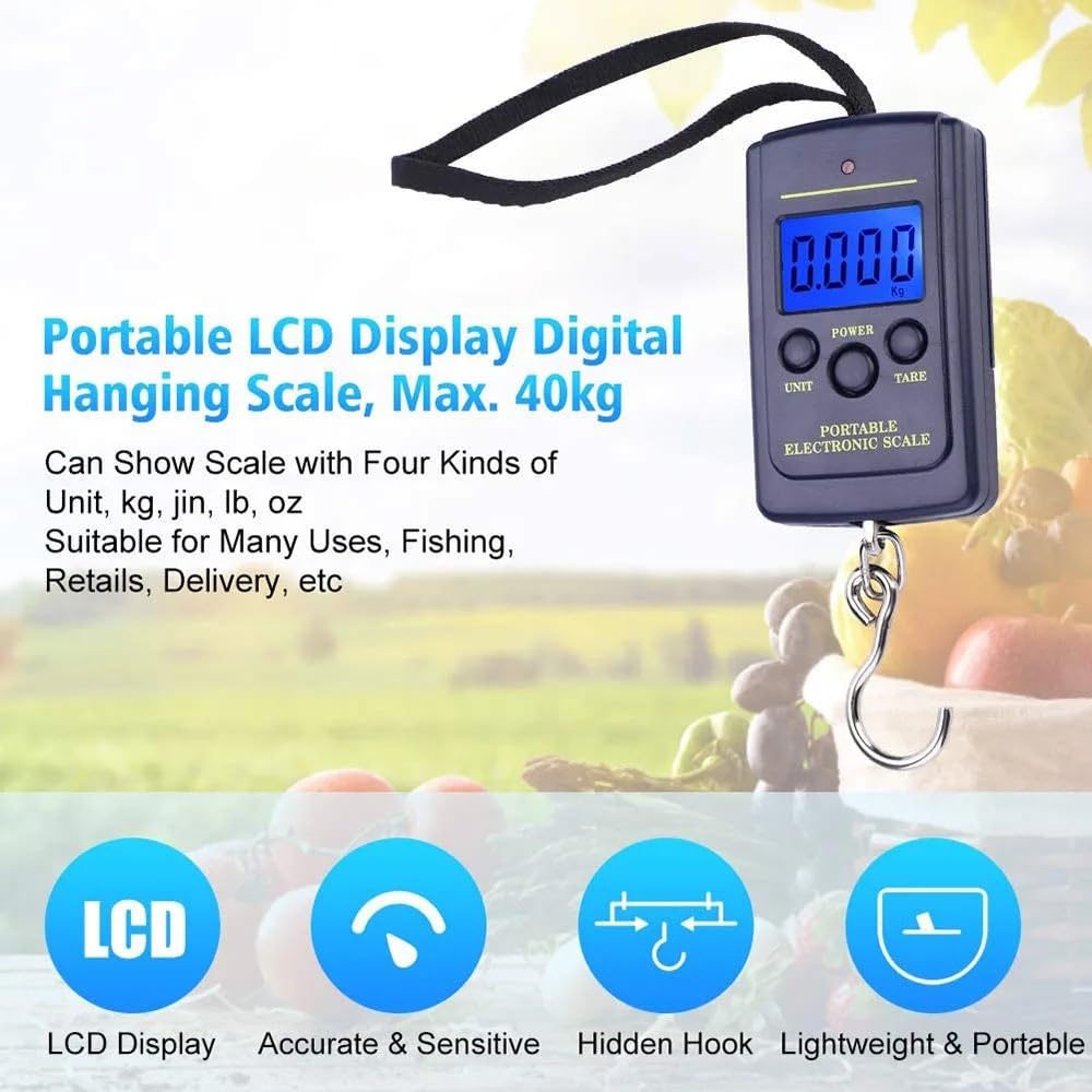 Mini Digital Hanging Scale 40kg/10g – Portable Electronic Hook Scale for Fishing, Luggage & Travel