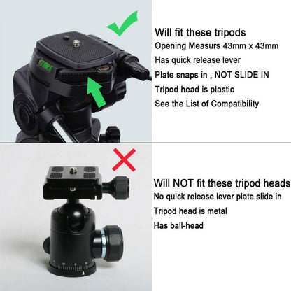 Compatible Quick Release Plate for Basics 60" and Velbon CX Tripods