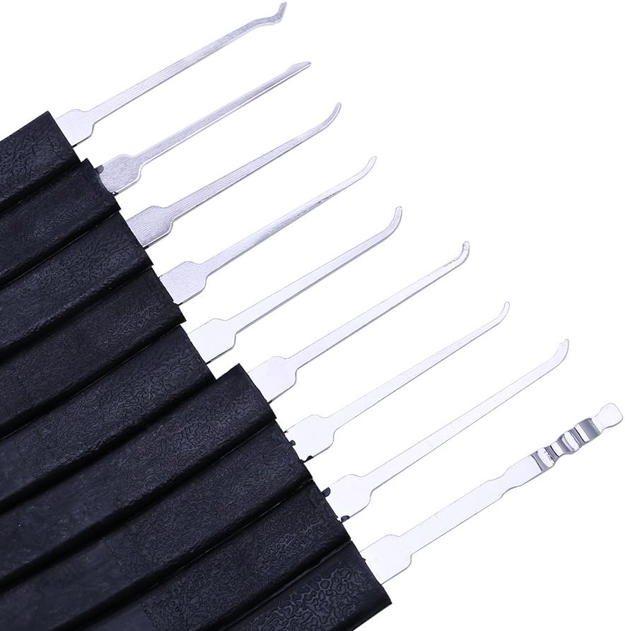 9pcs Lock Pick Tools Set with 1 Tension Wrench – Professional Stainless Steel Lock Picking Kit for Practice, Repair & Locksmith Training