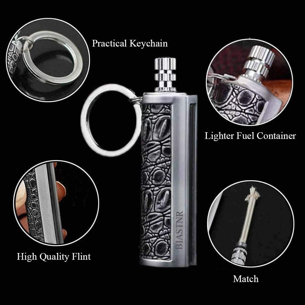 1 PCS Permanent Match Emergency Lighter Black | Metal Matchstick Fire Starter Keychain Reusable Survival Striker Kit for Camping & Hiking