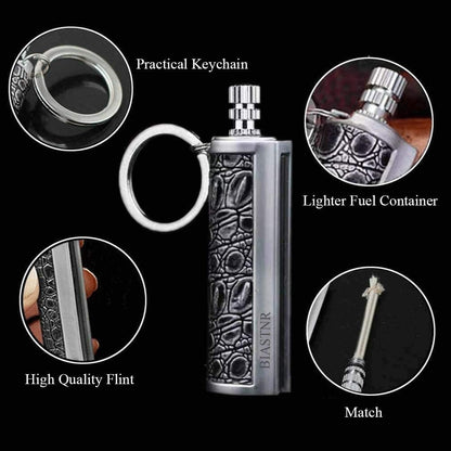 1 PCS Permanent Match Emergency Lighter Black | Metal Matchstick Fire Starter Keychain Reusable Survival Striker Kit for Camping & Hiking