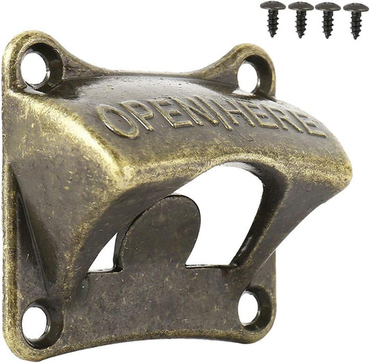 Vintage Bronze Bottle Opener, Wall Mounted Beer & Soda Cap – Side view – Available in Pakistan