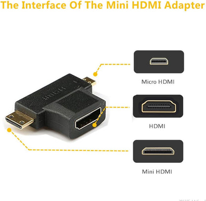 2-in-1 Mini HDMI & Micro HDMI Male to HDMI Female Adapter (Gold Plated) – Compatible with Smartphones, Tablets, Cameras & More