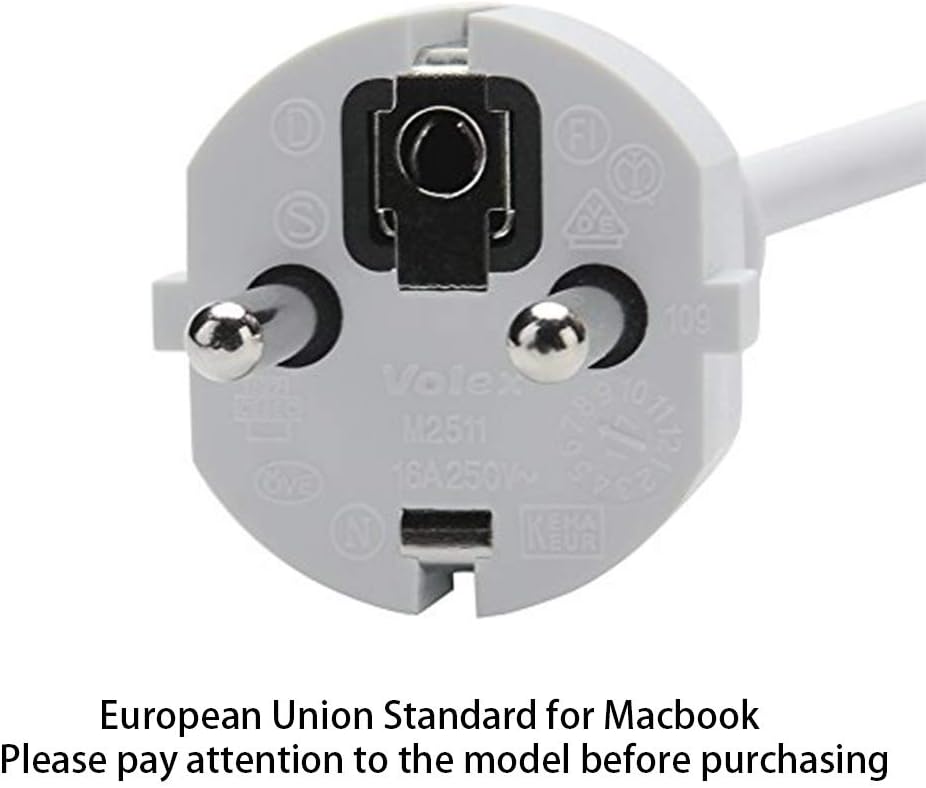 2 meter Extension Wall Cord Plug Eu Euro European Union Standard for Macbook 11 Inch 13 Inch 60w Macbook Pro 15- Or 17-inch 85w Power Adapter