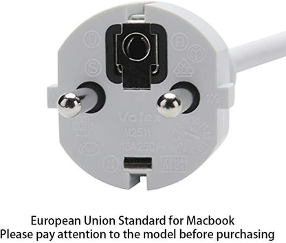 2 meter Extension Wall Cord Plug Eu Euro European Union Standard for Macbook 11 Inch 13 Inch 60w Macbook Pro 15- Or 17-inch 85w Power Adapter