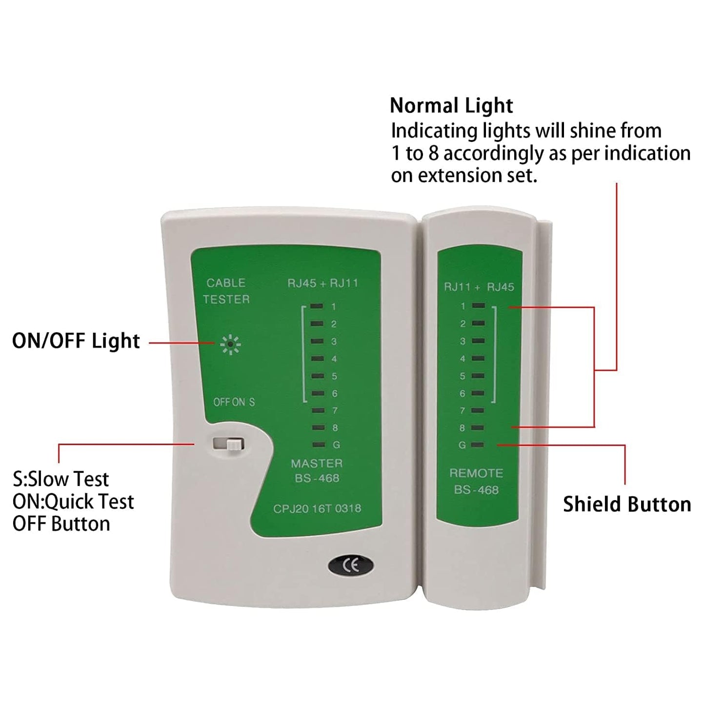 RJ45 Cable Tester – Multifunctional Network LAN Cable Tester for RJ45 RJ11, Cat5/Cat5e/Cat6/Cat6a/Cat7 UTP & Shielded Cable Testing Tool